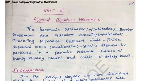 PH3151 - Unit VI: Applied Quantum Mechanics Notes on Harmonic ...