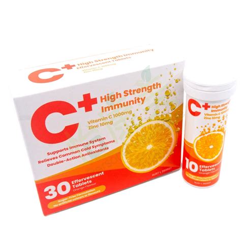 AWS360 C＋High Strength Immunity Effervescent Tablets (Vitamin C 1000mg + Zinc 10mg) - Supplement ...
