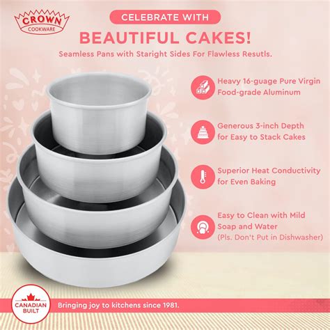 Buy Crown 10 inch Cake Pan, 3 Deep, Set of 2, Heavy Duty, Fully ...