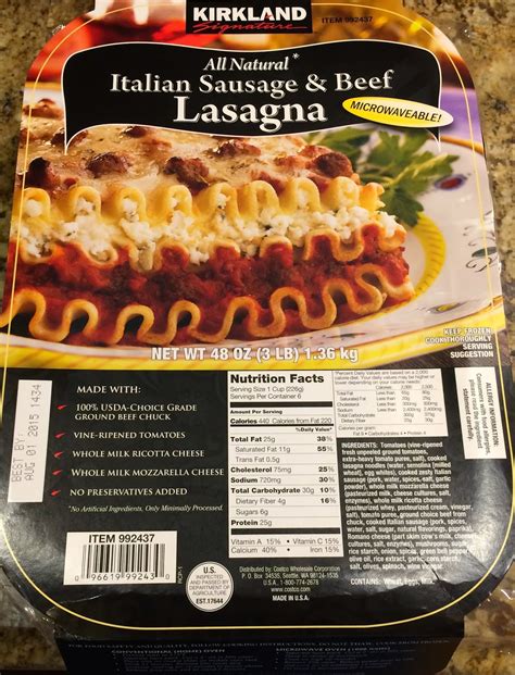 TASTE OF HAWAII: KIRKLAND ITALIAN SAUSAGE AND BEEF LASAGNA