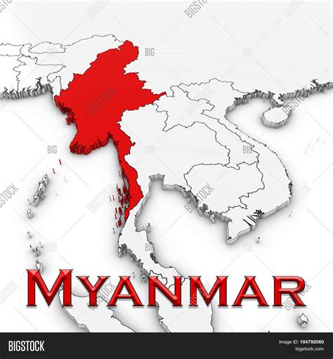3D Map Myanmar Country Image & Photo (Free Trial) | Bigstock