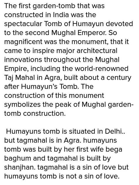 similarities between taj mahal and tomb if humayun - Brainly.in