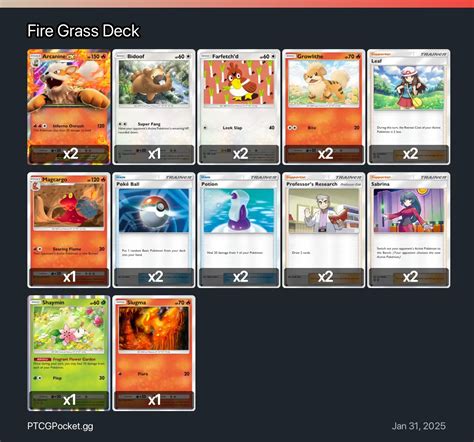 Fire Grass Deck - Pokémon TCG Pocket
