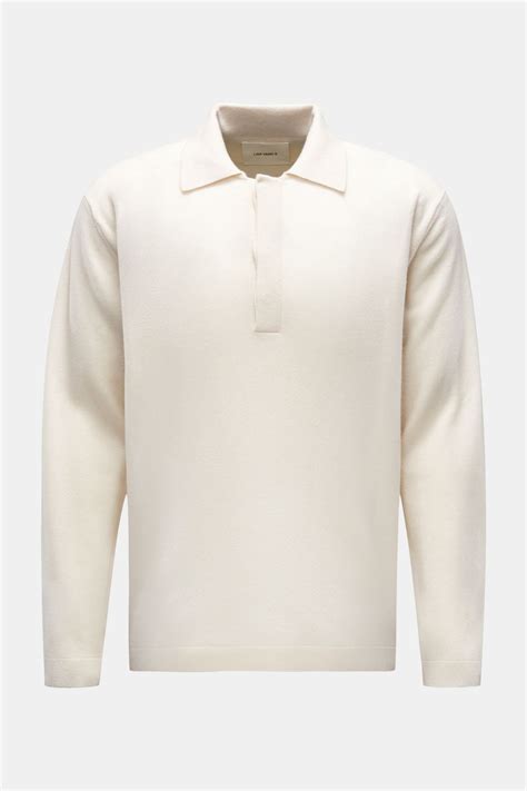 LISA YANG cashmere knit polo 'Emil' cream | BRAUN Hamburg