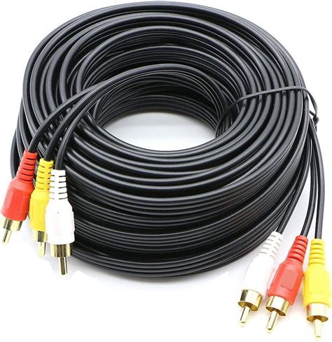 EKAAZ RCA AV Cable 3RCA Male to 3RCA Male Stereo Audio Video Cable Gold ...
