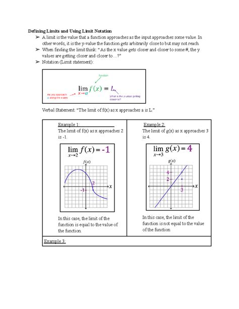 MAT125 Limits - Defining Limits and Using Limit Notation A limit is the ...