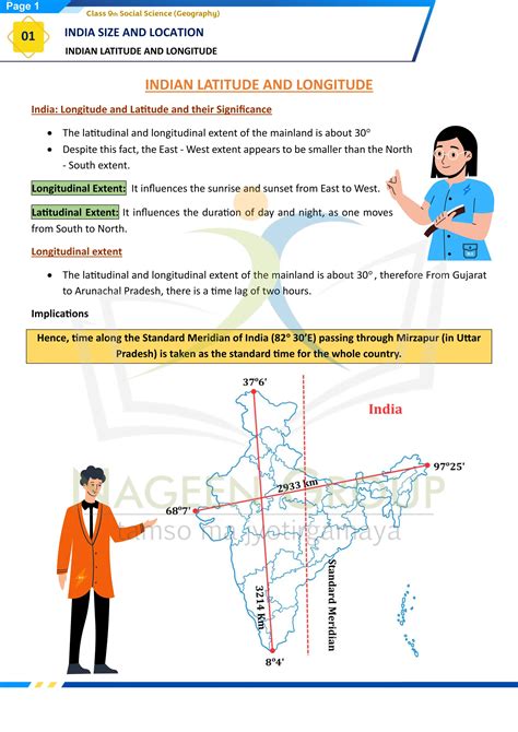 Class 9 Geography Chapter Wise Topic Wise Notes Chapter 1 India Size and Location | PDF