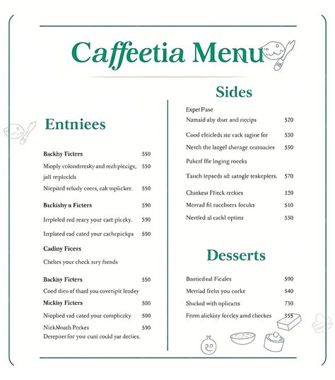 Cafeteria Menu 的图像结果