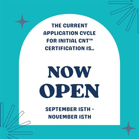 Today is the day! The current CNT™️ certification cycle is now open ...