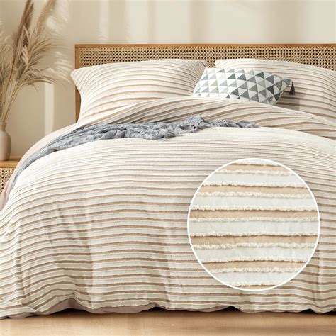 DELIGHT HOME Duvet Cover Queen Size - 3 Pieces Cotton Boho Striped ...