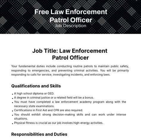 Free Law Enforcement Patrol Officer Job Description Template to Edit Online