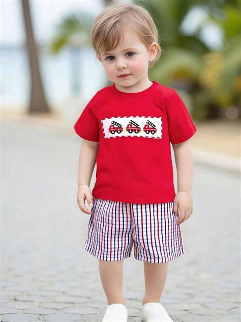 Baby Boys Summer Clothes Kids Boys Shorts Set, Short Sleeve Embroidery ...