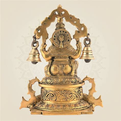 Shop 7.75" Brass Ganesha Idol – Pedestal & Bells Masterpiece