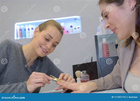 Nail Care in Salon Selective Focus on Costumers Nails Stock Image ...