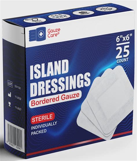 Amazon.com: GauzeCare Island Dressing 6x6 (inch) 25 Pcs| Individually ...