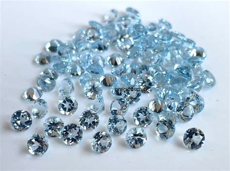 Buy Natural Sky Blue Topaz Round Cut 5 Mm Faceted Loose Topaz Online in ...