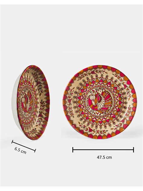 Buy Fabindia Beige Kalam Paper Mache Hand Painted Wall Plate Online