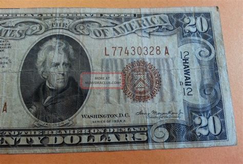 1934 A $20 Dollar Bill Wwii Hawaii Federal Reserve Note Paper Money Us ...