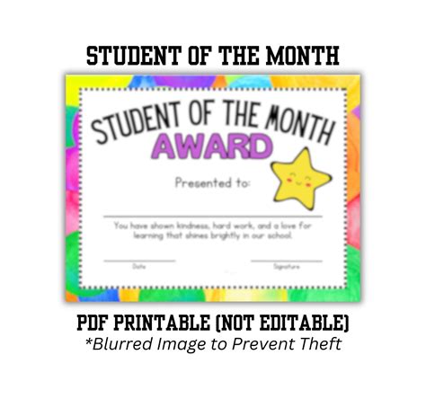 Printable Student Of The Month Certificate - Printable.ac.nz