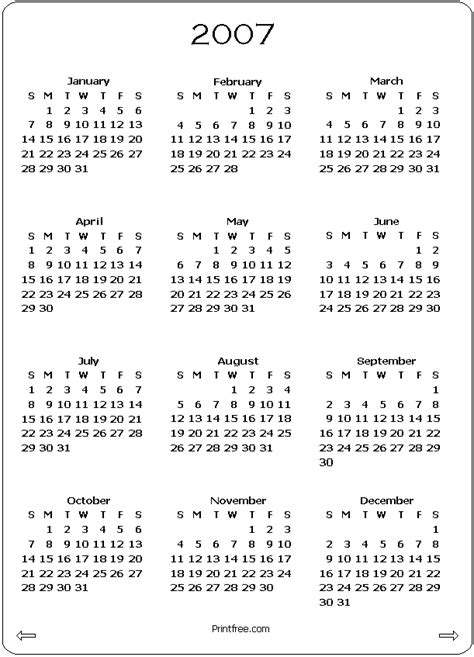 2007 printable blank calendar - Calendarprintables.net
