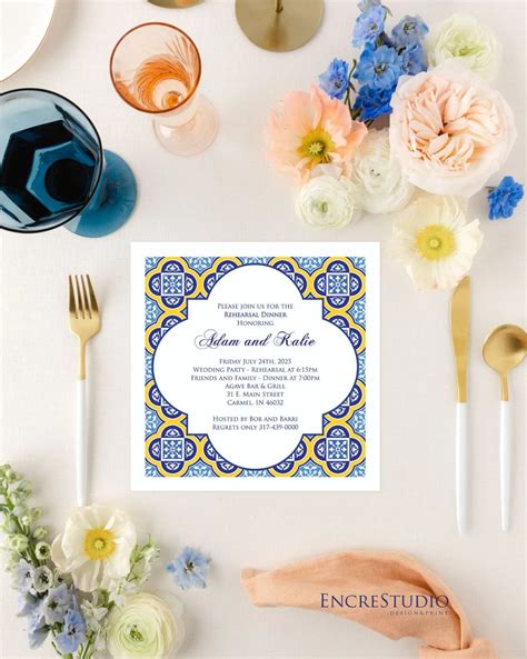 Spanish Tiles Rehearsal Dinner Invitation | Rehearsal dinner ...