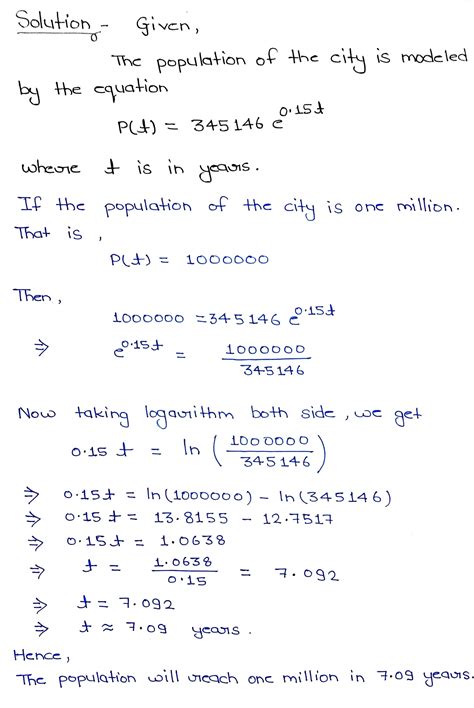 [Solved] The population of a city is modeled by the equation P (t ...