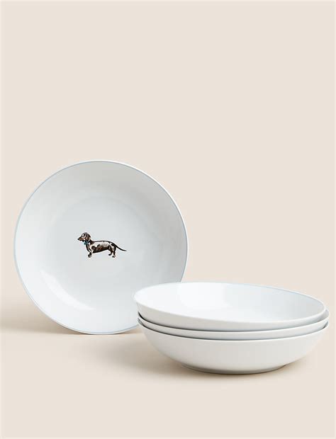 Buy Set of 4 Dachshund Pasta Bowls at Marks & Spencer