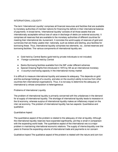 Int liquidity and imf - INTERNATIONAL LIQUIDITY The term 'International ...