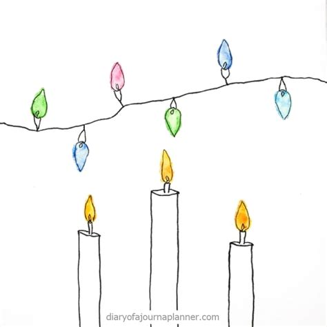 Twinkling Christmas Lights Drawing Ideas