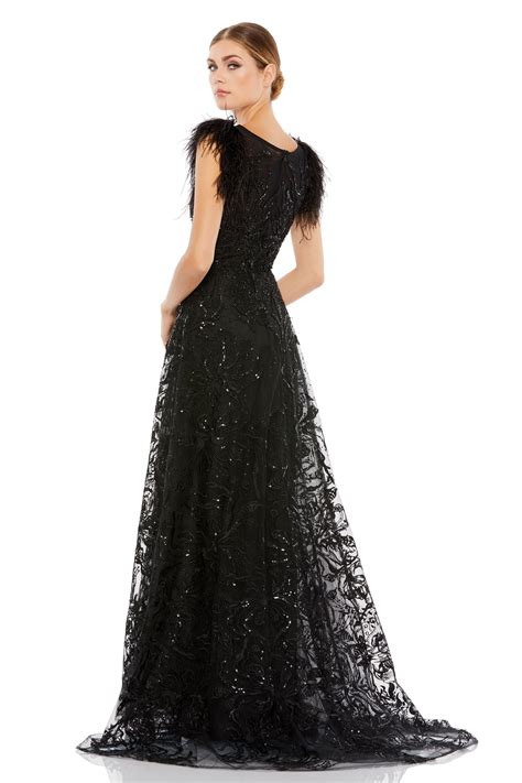 Mac Duggal - Embroidered Black Long Gown - Elahe