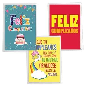 NobleWorks Assortment Pack of 3 Hilarious Spanish Birthday Greeting ...