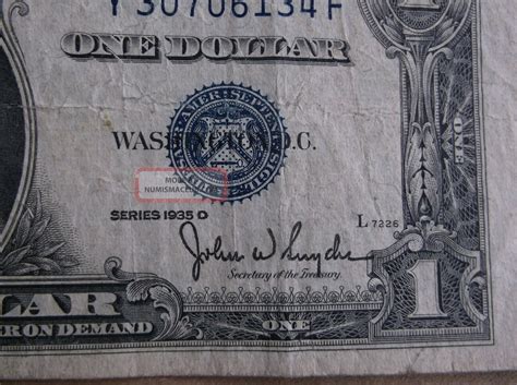 1935 - D $1 Silver Certificate Clarke / Snyder Historic Blue Seal Well ...