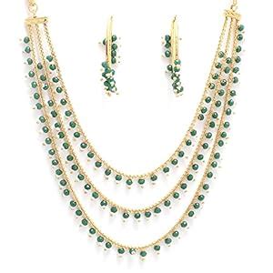 Buy KENNICE Three Layer Pearl Gold-Plated Multi-Strand Traditional ...