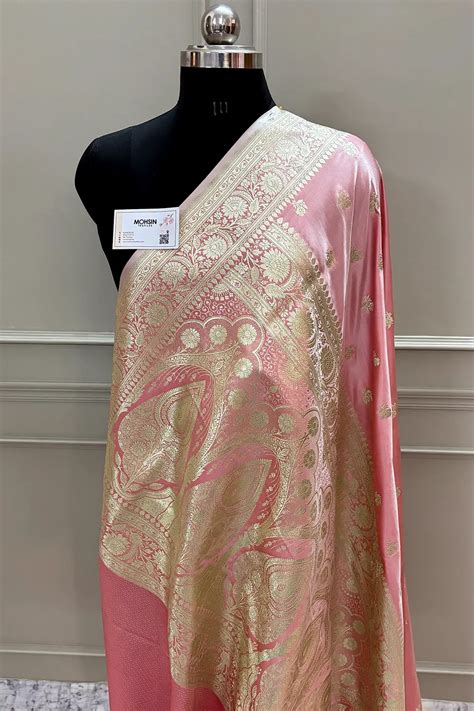 Baby Pink Chaman Buti Katan Silk Banarasi Saree – Mohsin Textiles