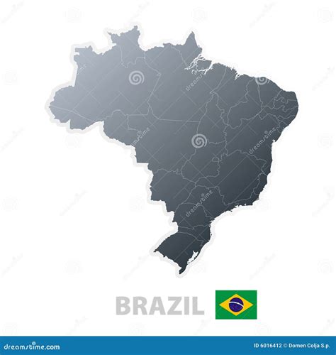 Brazil Map with Official Flag Stock Vector - Illustration of physical, region: 6016412