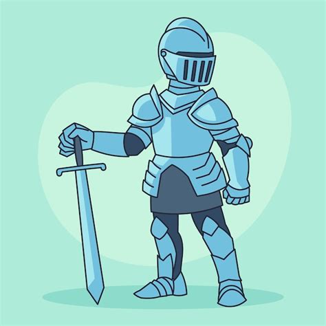 Illustration de dessin animé de chevalier dessiné à la main | Vecteur ...