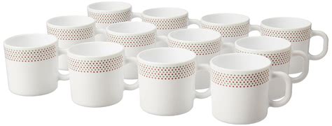Larah by Borosil Waltz Opalware Mug, Set of 12 Tea/Coffee Mugs, 180 ml ...
