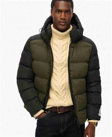 HOOD COLOUR BLOCK SPORT PUFFER