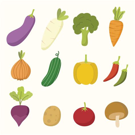 Set of vegetables. Suitable for flat design graphic illustration, clip ...