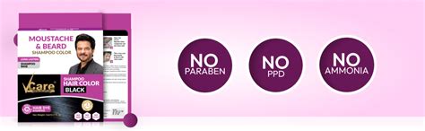 VCare Moustache and Beard color shampoo for Men Black, Natural Hair ...