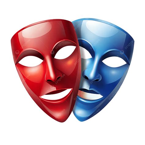 Comedy And Tragedy Masks Clip Art Illustration Red Blue, Comedy Tragedy ...