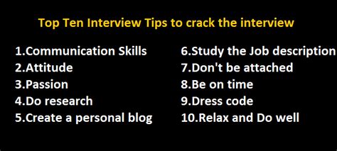 Image result for Top Ten Interview Tips