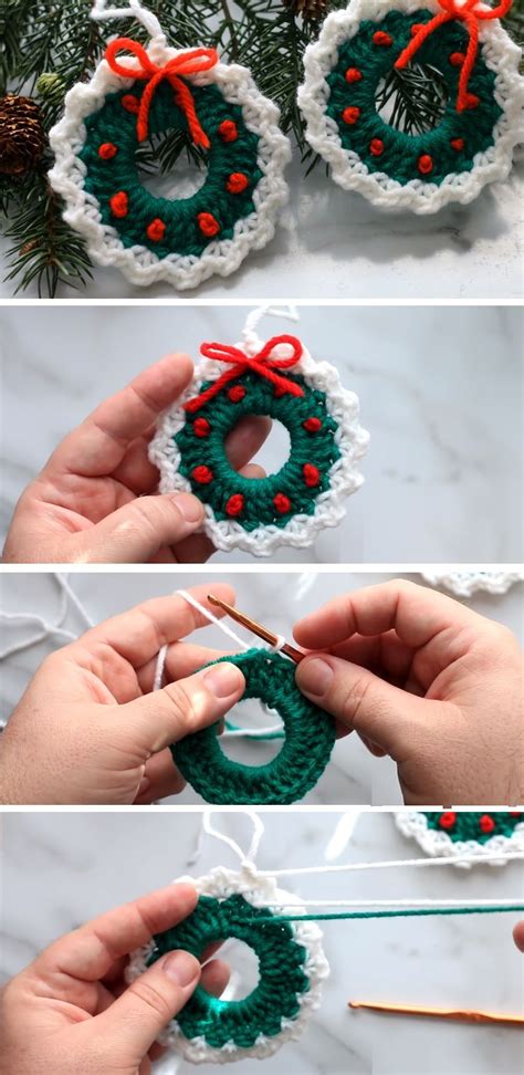 crochet christmas wreath ornament pattern
