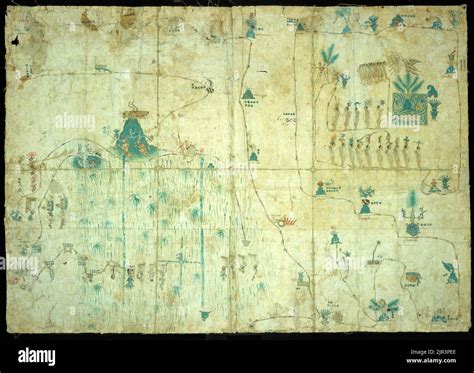 The Sigüenza Map. ca 1550-1559 showing the migration of the Aztecs from Aztlan to Tenochtitlan ...