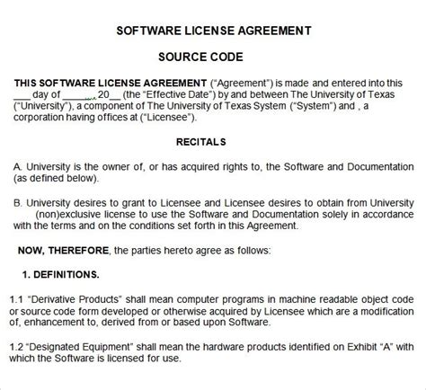 Image result for Software License Template Sample