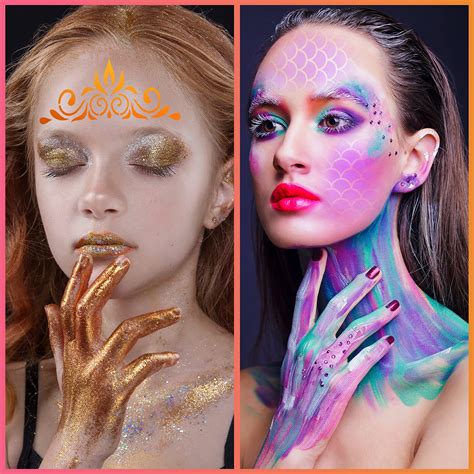 Buy 24 Pieces Face Paint Stencils Face Body Painting Stencils Tattoo ...