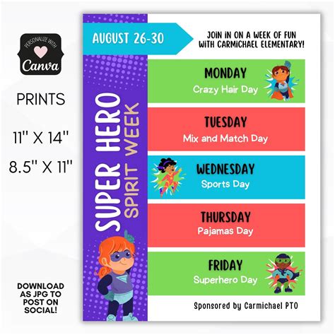 Superhero Theme Spirit Week Flyer – Simple Desert Designs
