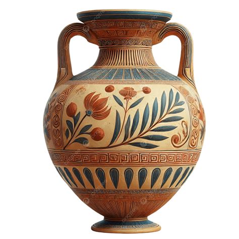 Ancient Greek Vase With Floral And Geometric Patterns On A Clear ...