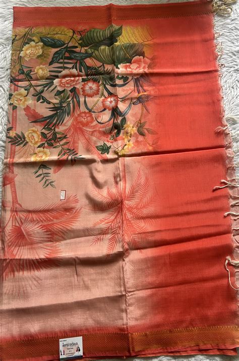 Pure Mangalagiri Light Peach Colored Dupatta with a Zari Border ...