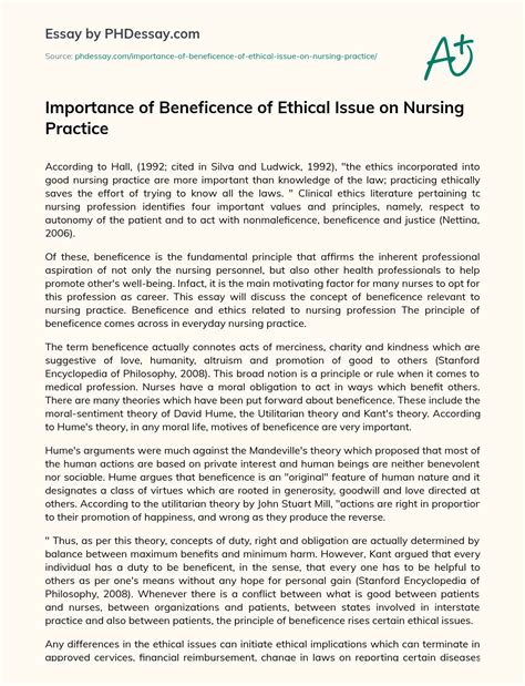 Importance Of Beneficence Of Ethical Issue On Nursing Practice ...